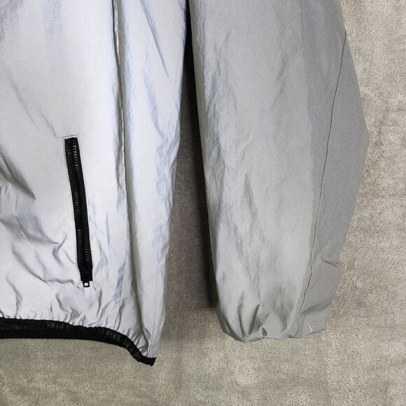 Womens Victoria Secret Pink Anorak Jacket Mesh Lined Silver Reflective 002 M/L - Picture 2 of 15